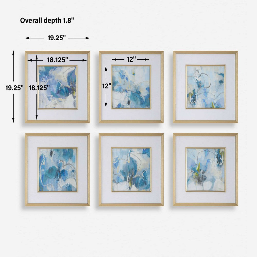 Uttermost Fresh Start Blue Abstract Prints Set/6