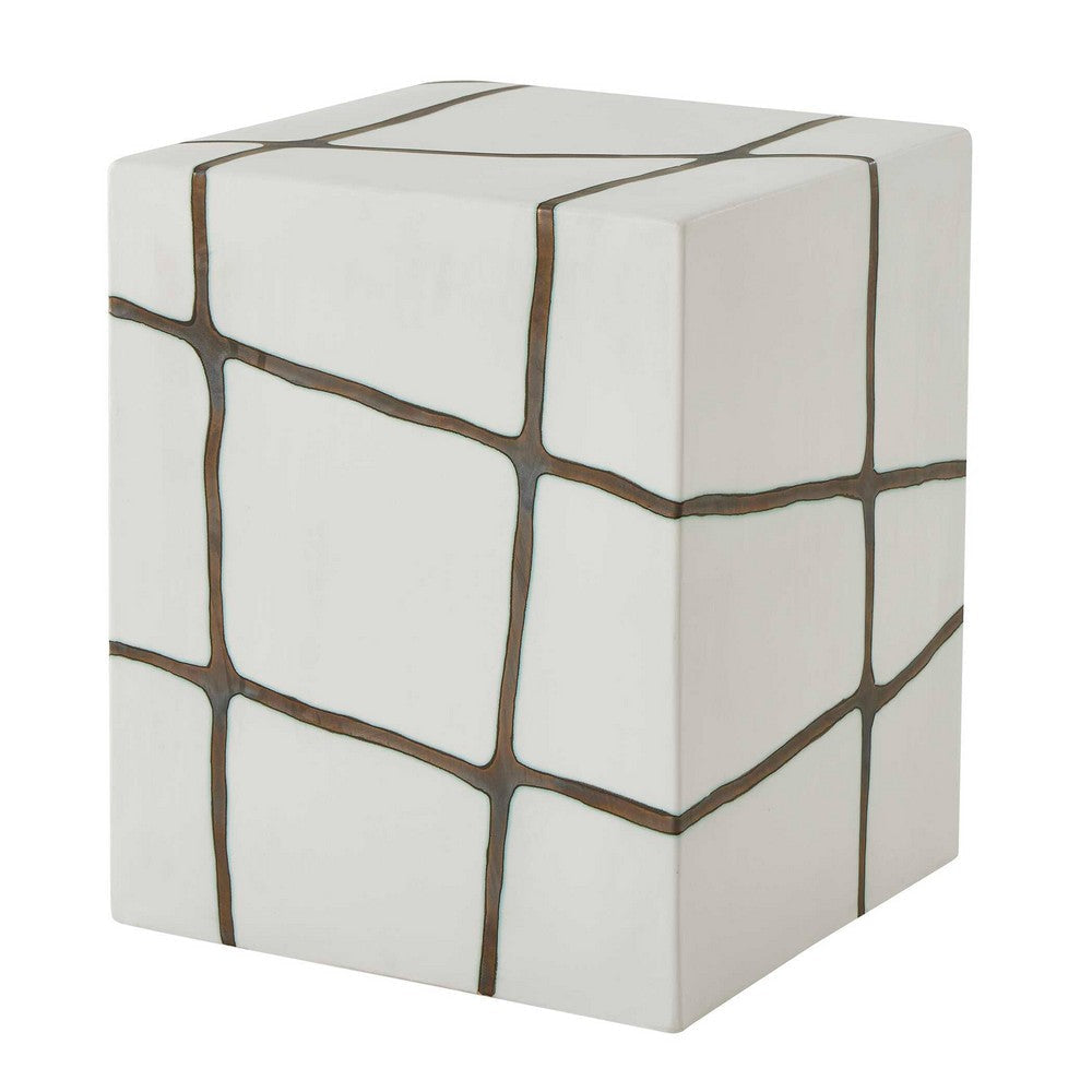 Uttermost Rocklyn White Cube Garden Stool UT-50207