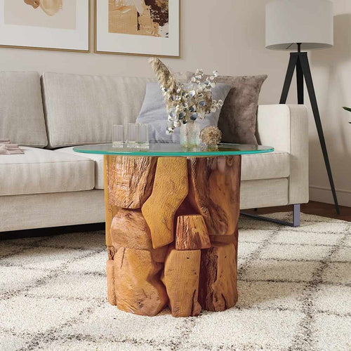 vidaXL Coffee Table Solid Teak Driftwood 23.6