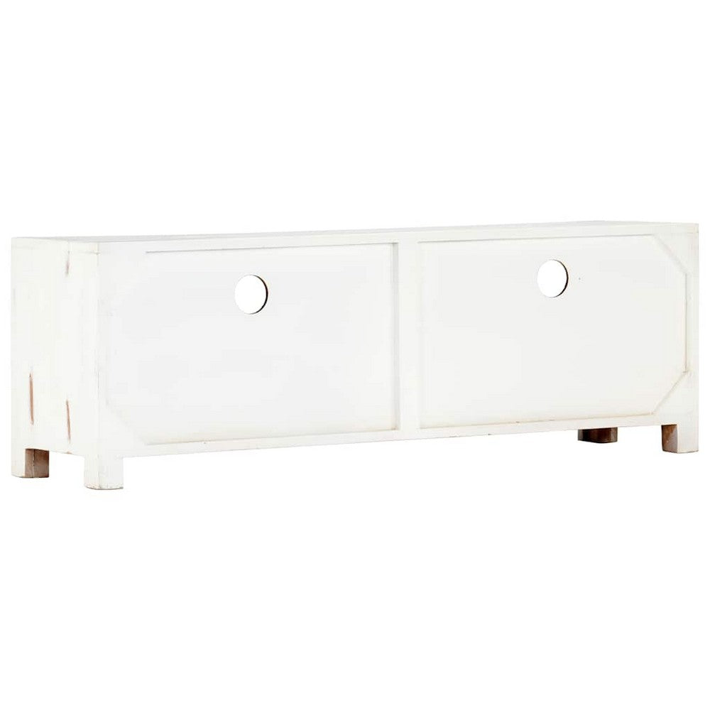 vidaXL TV Stand White 47.2"x11.8"x15.7" Solid Wood Acacia