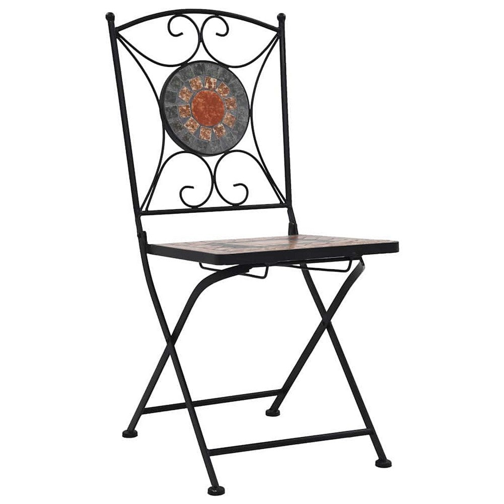 vidaXL 3 Piece Mosaic Bistro Set Ceramic Tile Orange/Gray