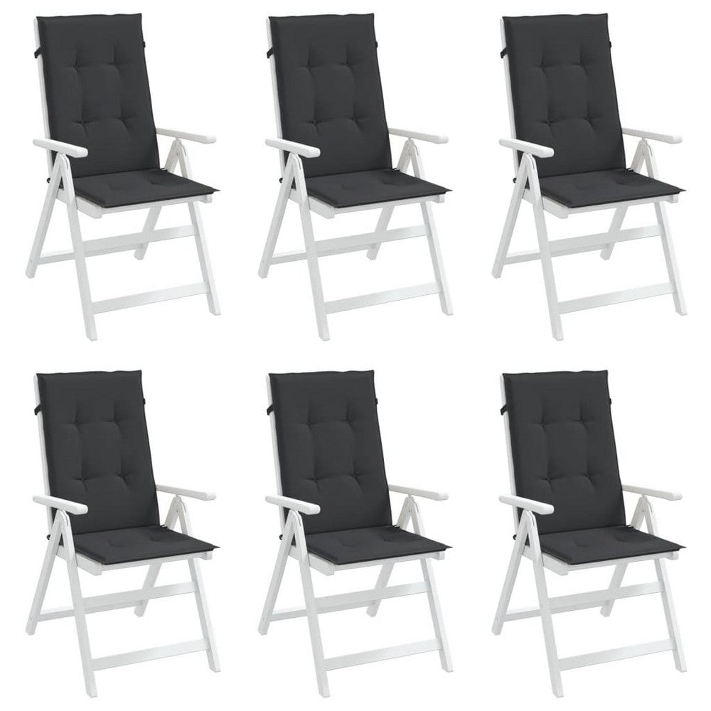 Amber Outdoor high back Chair Cushions | Set of 6 | Black Polyester