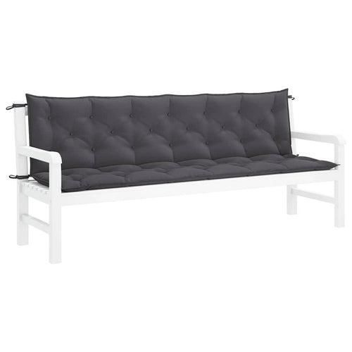 Rico Garden Bench Cushion | Set of 2 | Anthracite Gray Tufted Oxford Fabric