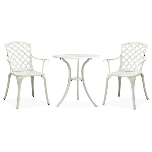 vidaXL 3 Piece Bistro Set Cast Aluminum White