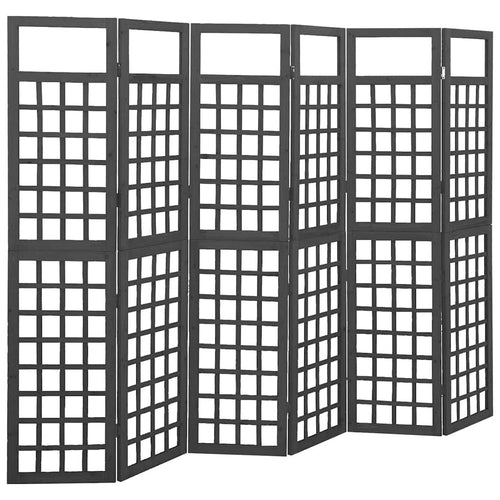 vidaXL 6-Panel Room Divider/Trellis Solid Fir Wood Black 95.5"x70.9