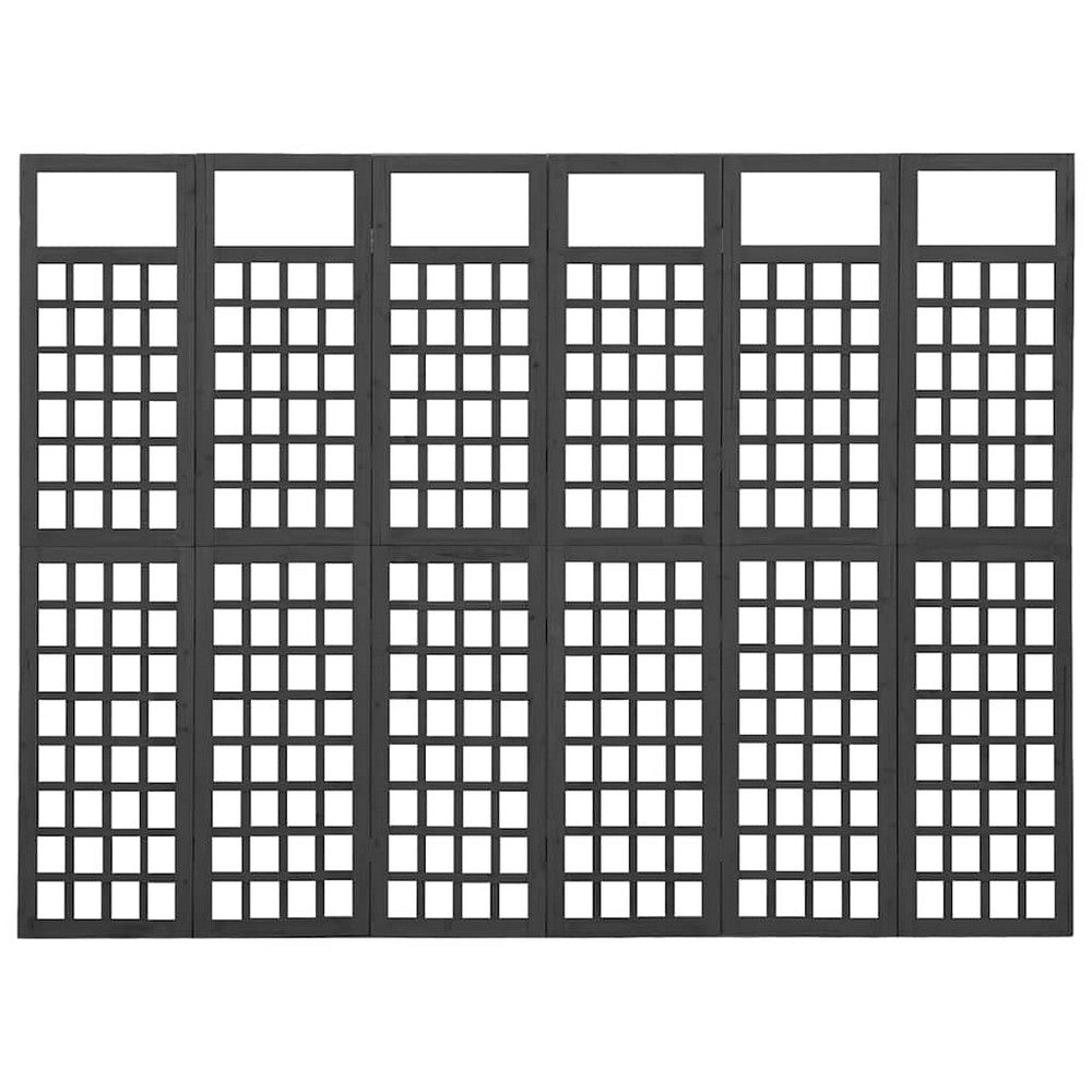 vidaXL 6-Panel Room Divider/Trellis Solid Fir Wood Black 95.5"x70.9