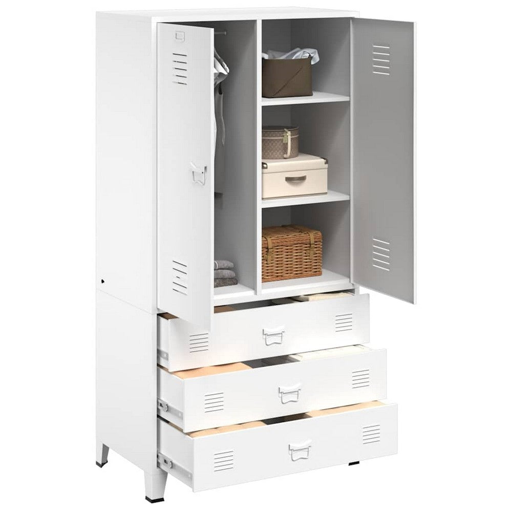 vidaXL Industrial Wardrobe White 35.4"x19.7"x70.9" Metal