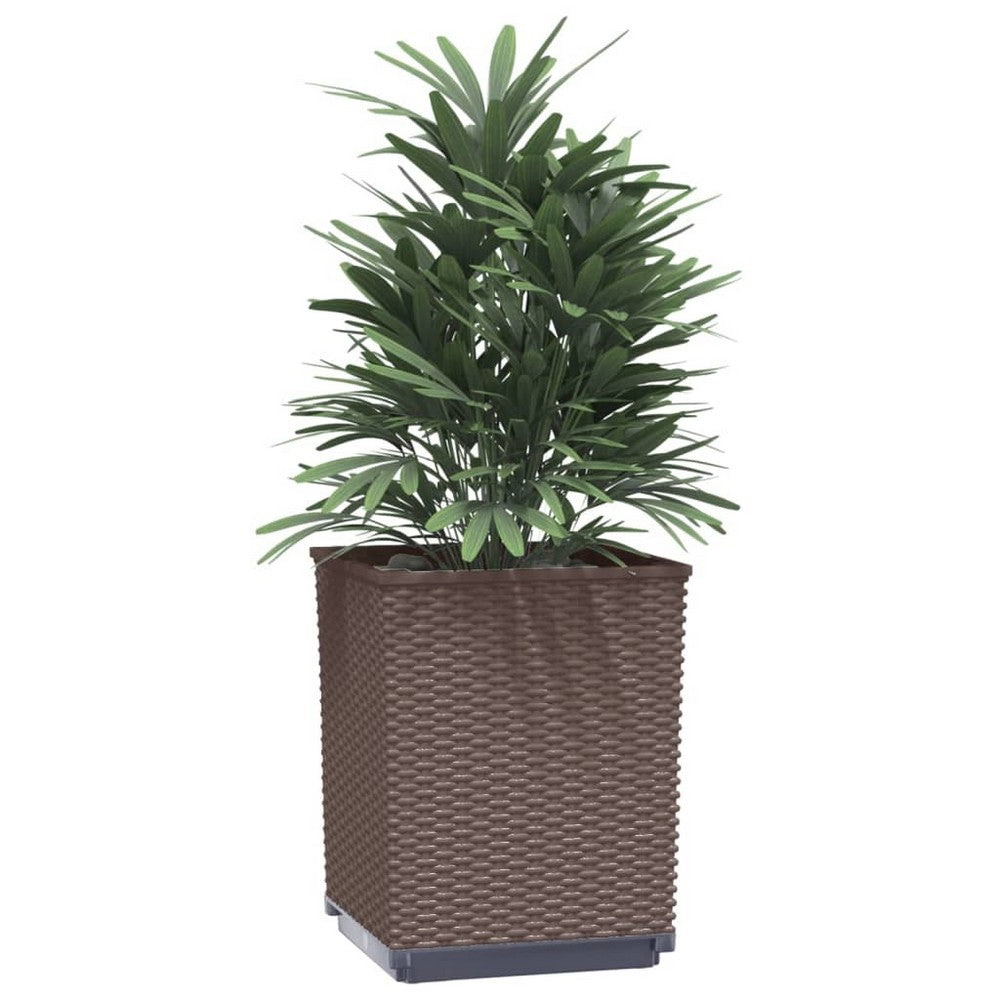 vidaXL Planters 2 pcs Brown 11.8"x11.8"x14.6" Polypropylene