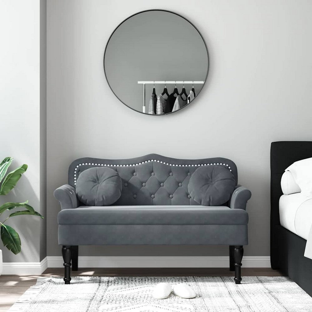 vidaXL Bench with Cushions Dark Grey 47.4x25.6x29.5" Velvet
