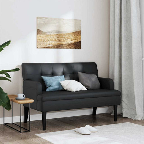 vidaXL Bench with Backrest Black 44.1x25.8x29.5" Faux Leather