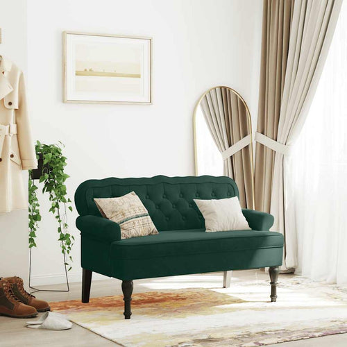 vidaXL Bench with Backrest Dark Green 47"x25.4"x29.5" Velvet