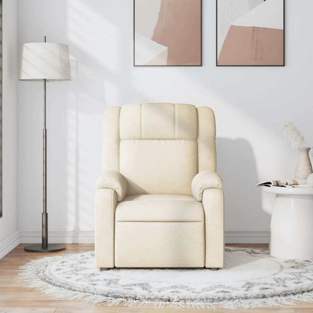 vidaXL Massage Recliner Chair Cream Fabric