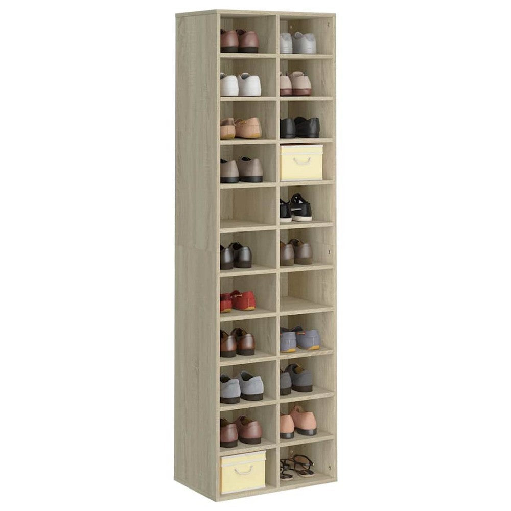 vidaXL Shoe Cabinet Sonoma Oak 21.3x13.4x72.0" Engineered Wood
