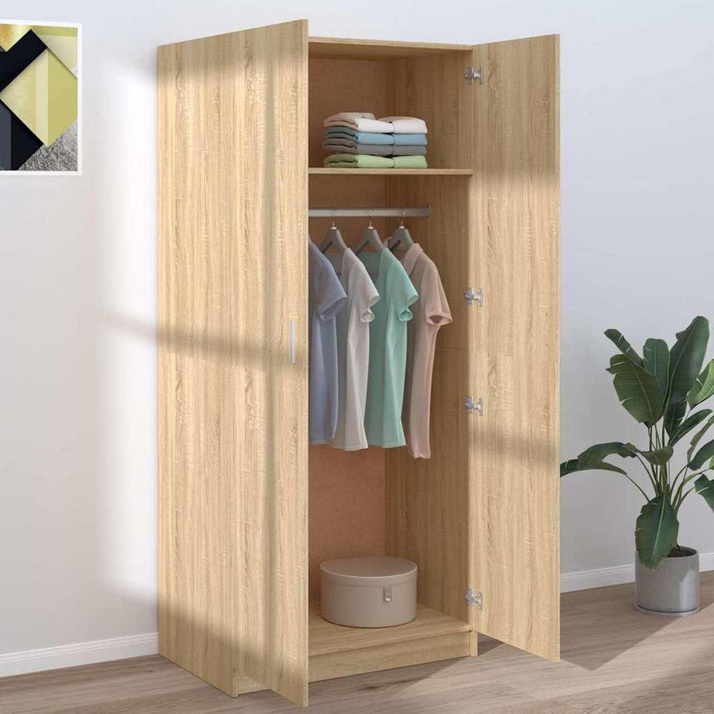 vidaXL Wardrobe Sonoma Oak 31.5"x20.5"x70.9" Engineered Wood