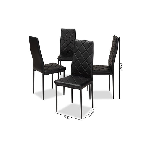 Baxton Studio Blaise Modern and Contemporary Black Faux Leather Upholstered Dining Chair (Set of 4)
