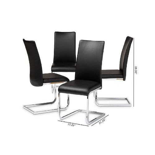 Baxton Studio Cyprien Modern and Contemporary Black Faux Leather Upholstered Dining Chair (Set of 4)