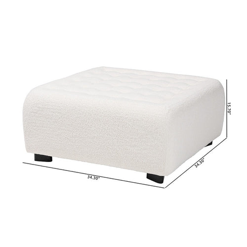 Baxton Studio Athena Modern and Contemporary Ivory Boucle Upholstered and Black Finished Wood Square Ottoman