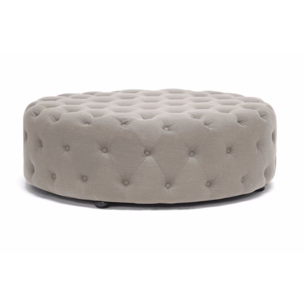 Baxton Studio Cardiff Beige Linen Modern Tufted Ottoman