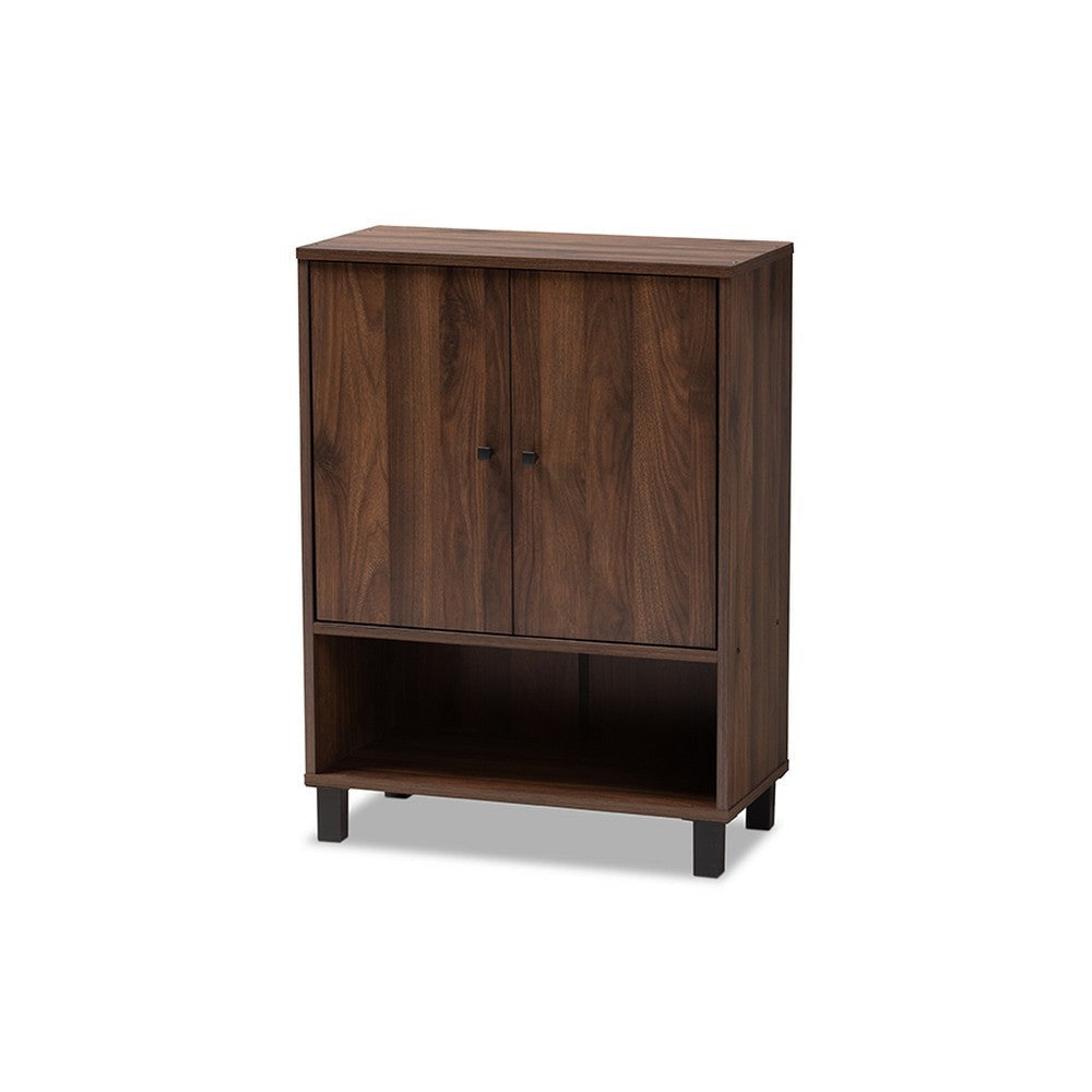 Baxton Studio Rossin Modern and Contemporary Walnut Brown Finished 2-Door Wood Entryway Shoe Storage Cabinet