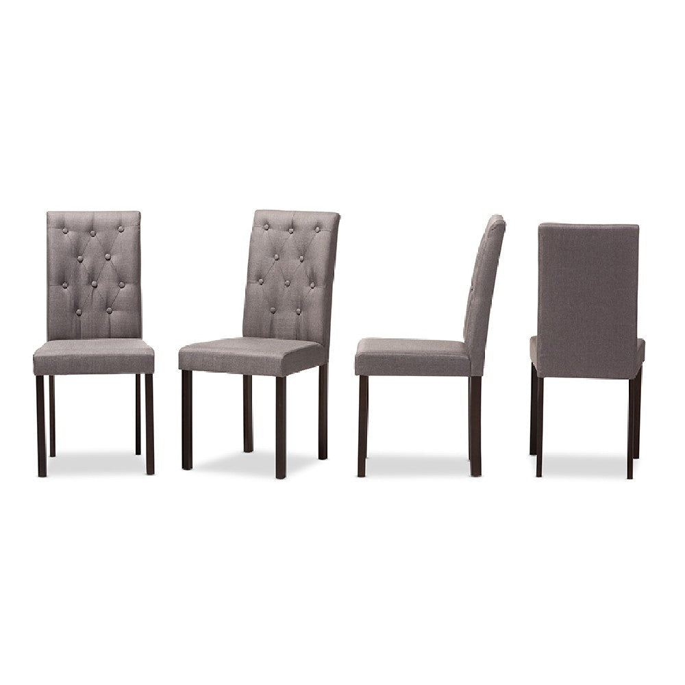Baxton Studio Gardner Modern and Contemporary Dark Brown Finished Grey Fabric Upholstered Dining Chair (Set of 4)