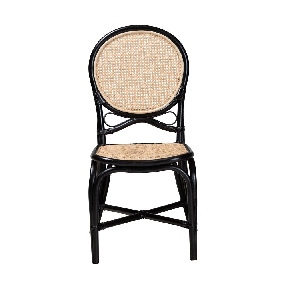 bali & pari Ayana Mid-Century Modern Two-Tone Black and Natural Brown Rattan Dining Chair WHI-Ayana-Rattan-DC