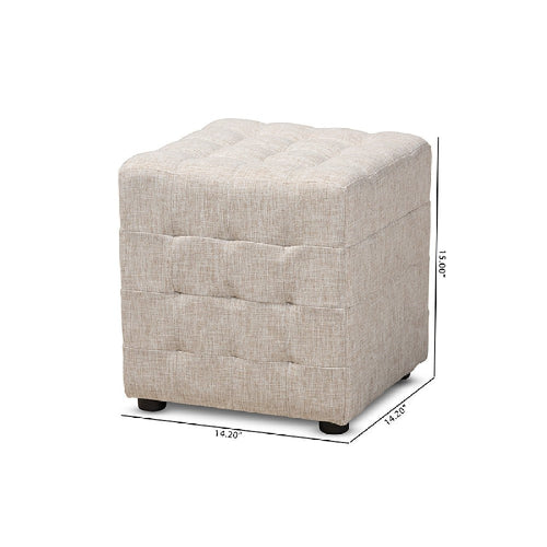 Baxton Studio Elladio Modern and Contemporary Beige Fabric Upholstered Tufted Cube Ottoman Set of 2