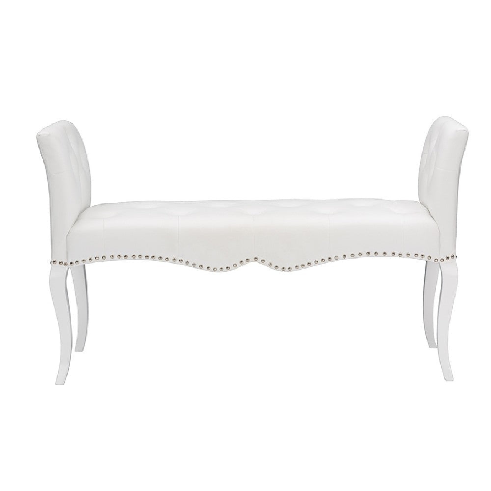 Baxton Studio Kristy Modern and Contemporary White Faux Leather Classic Seating Bench WHI-BBT5197-Bench-White