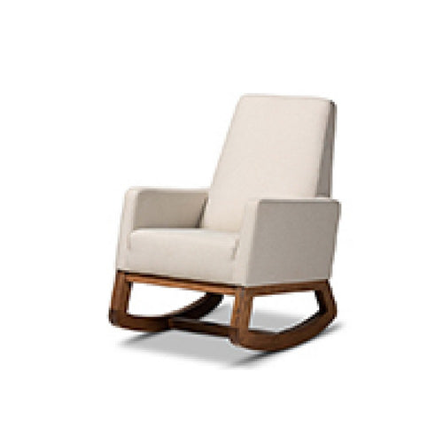 Baxton Studio Yashiya Mid-century Retro Modern Light Beige Fabric Upholstered Rocking Chair