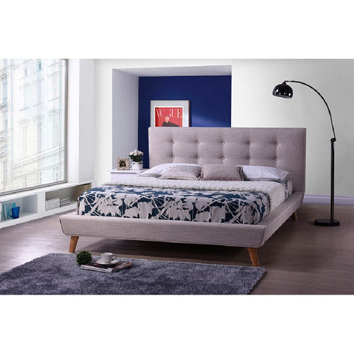 Baxton Studio Jonesy Scandinavian Style Mid-century Beige Fabric Upholstered Full Size Platform Bed
