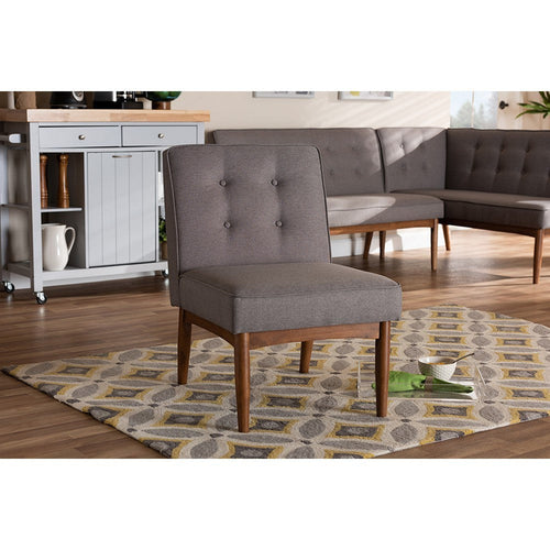 Baxton Studio Arvid Mid-Century Modern Gray Fabric Upholstered Wood Dining Chair