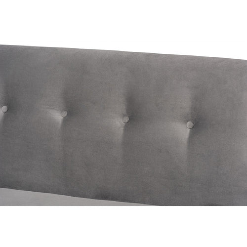 Baxton Studio Stewart Mid-Century Modern Grey Velvet Upholstered and Walnut Brown Finished Wood 4-Piece Dining Nook Set