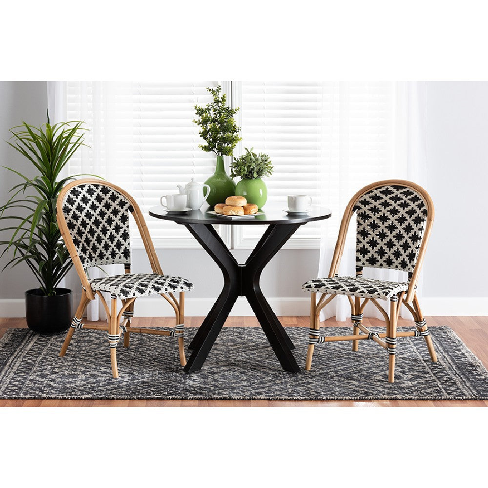 bali & pari Ambre Modern French Black and White Weaving Natural Rattan 2-Piece Bistro Chair Set WHI-BC003-Rattan-DC