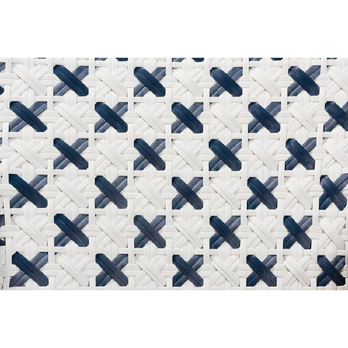 bali & pari Bryson Modern French Blue and White Weaving and Natural Rattan Bistro Chair