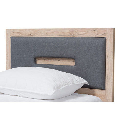 Baxton Studio Pandora Modern and Contemporary Dark Grey and Light Brown Two-Tone 2-Drawer Twin Size Storage Platform Bed