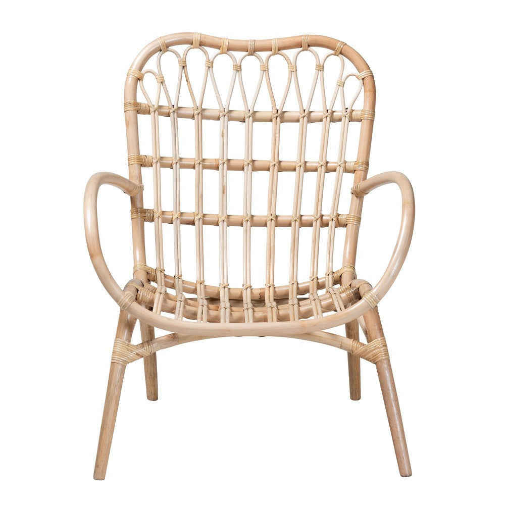 bali & pari Bajo Modern Bohemian Natural Brown Rattan Arm Chair WHI-Bajo-Rattan-CC