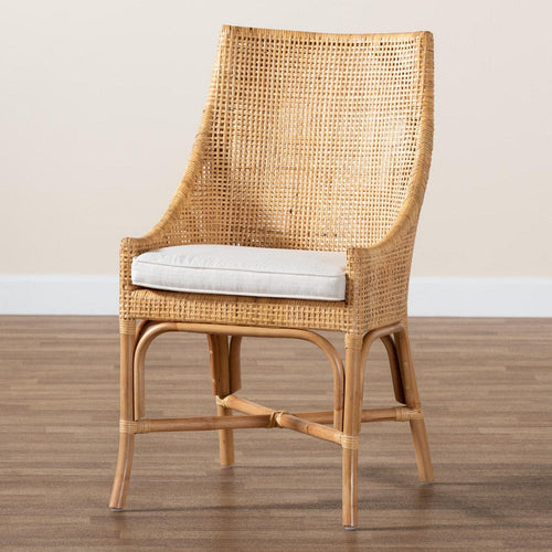 bali & pari Bella Modern Bohemian Natural Brown Rattan Dining Chair