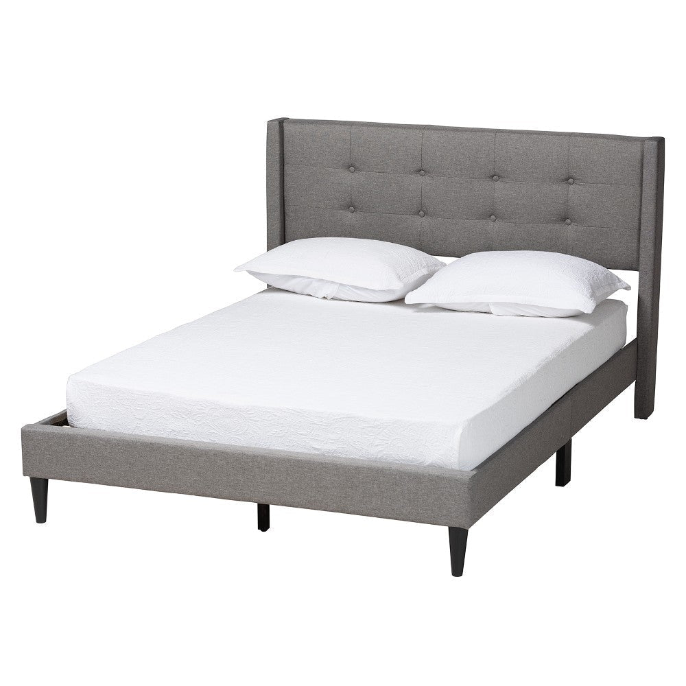 Baxton Studio Casol Mid-Century Modern Transitional Grey Fabric Upholstered Full Size Platform Bed