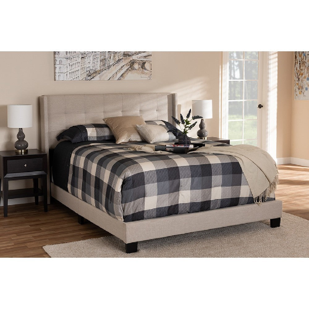 Baxton Studio Lisette Modern and Contemporary Beige Fabric Upholstered Queen Size Bed