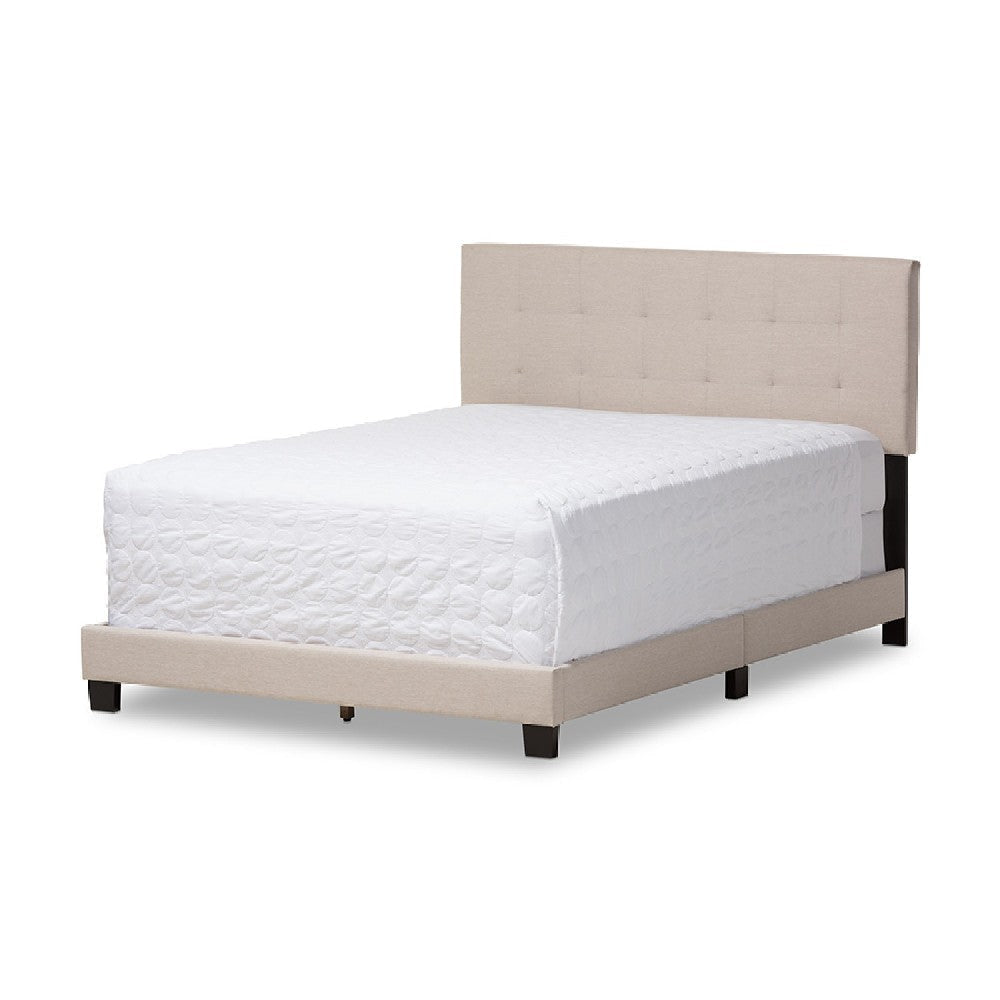 Baxton Studio Brookfield Modern and Contemporary Beige Fabric Upholstered Grid-tufting King Size Bed