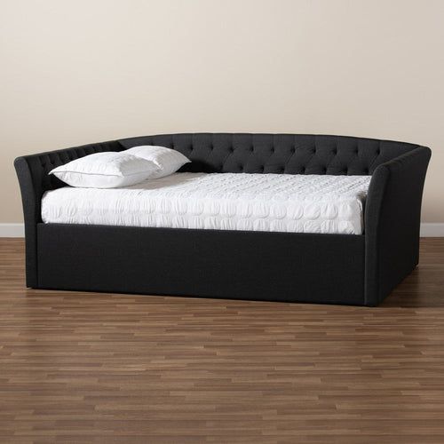 Baxton Studio Delora Modern and Contemporary Dark Grey Fabric Upholstered Queen Size Daybed