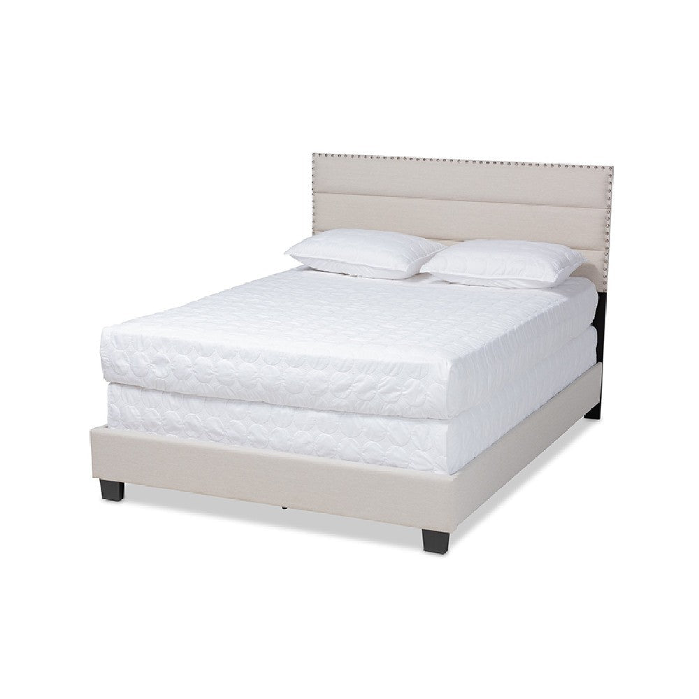 Baxton Studio Ansa Modern and Contemporary Beige Fabric Upholstered Queen Size Bed