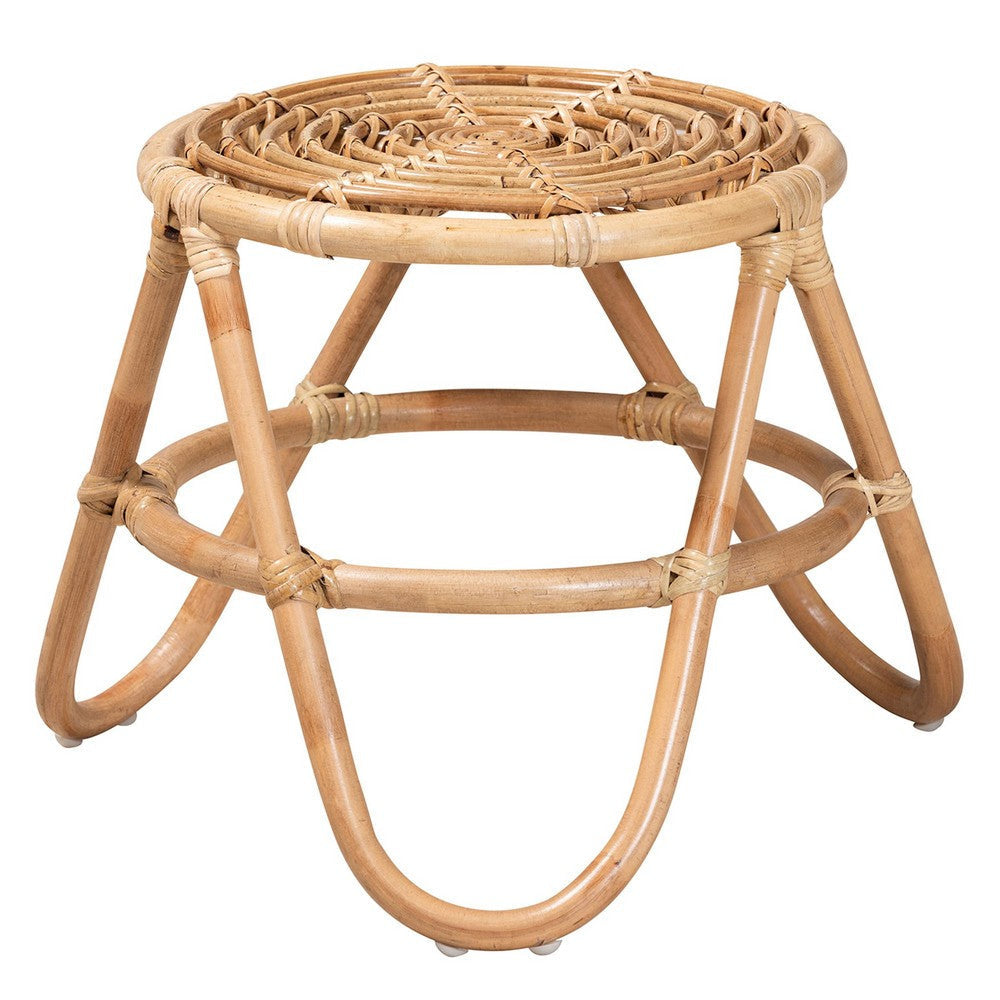 bali & pari Jacinda Modern Bohemian Natural Brown Rattan End Table WHI-DC785-Rattan-ET