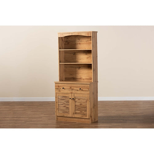 Baxton Studio Agni Modern and Contemporary Oak Brown Finished Wood Buffet and Hutch Kitchen Cabinet