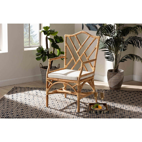 bali & pari Delta Modern and Contemporary Natural Finished Rattan Dining Chair