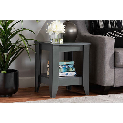 Baxton Studio Audra Modern and Contemporary Grey Finished Wood Living Room End Table