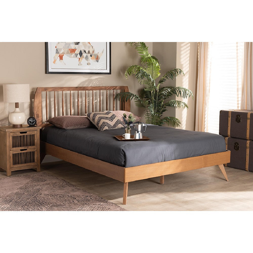 Baxton Studio Emiko Modern and Contemporary Walnut Brown Finished Wood King Size Platform Bed