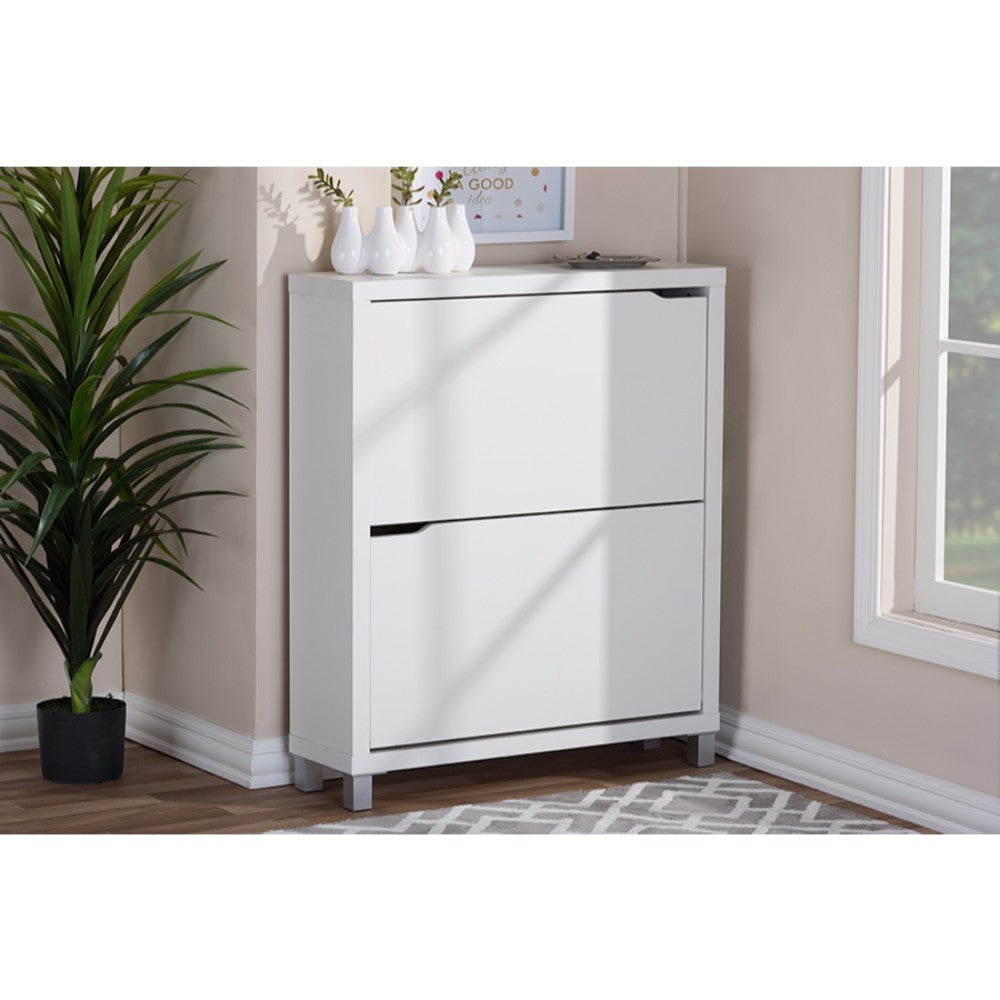 Baxton Studio Simms White Modern Shoe Cabinet
