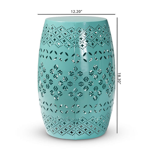 Baxton Studio Lavinia Modern and Contemporary Teal Finished Metal Outdoor Side Table