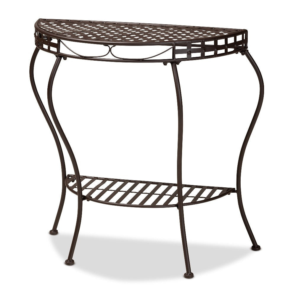 Baxton Studio Laraine Modern and Contemporary Brown Metal Outdoor Console Table WHI-H01-99057A-Metal-Console-Table