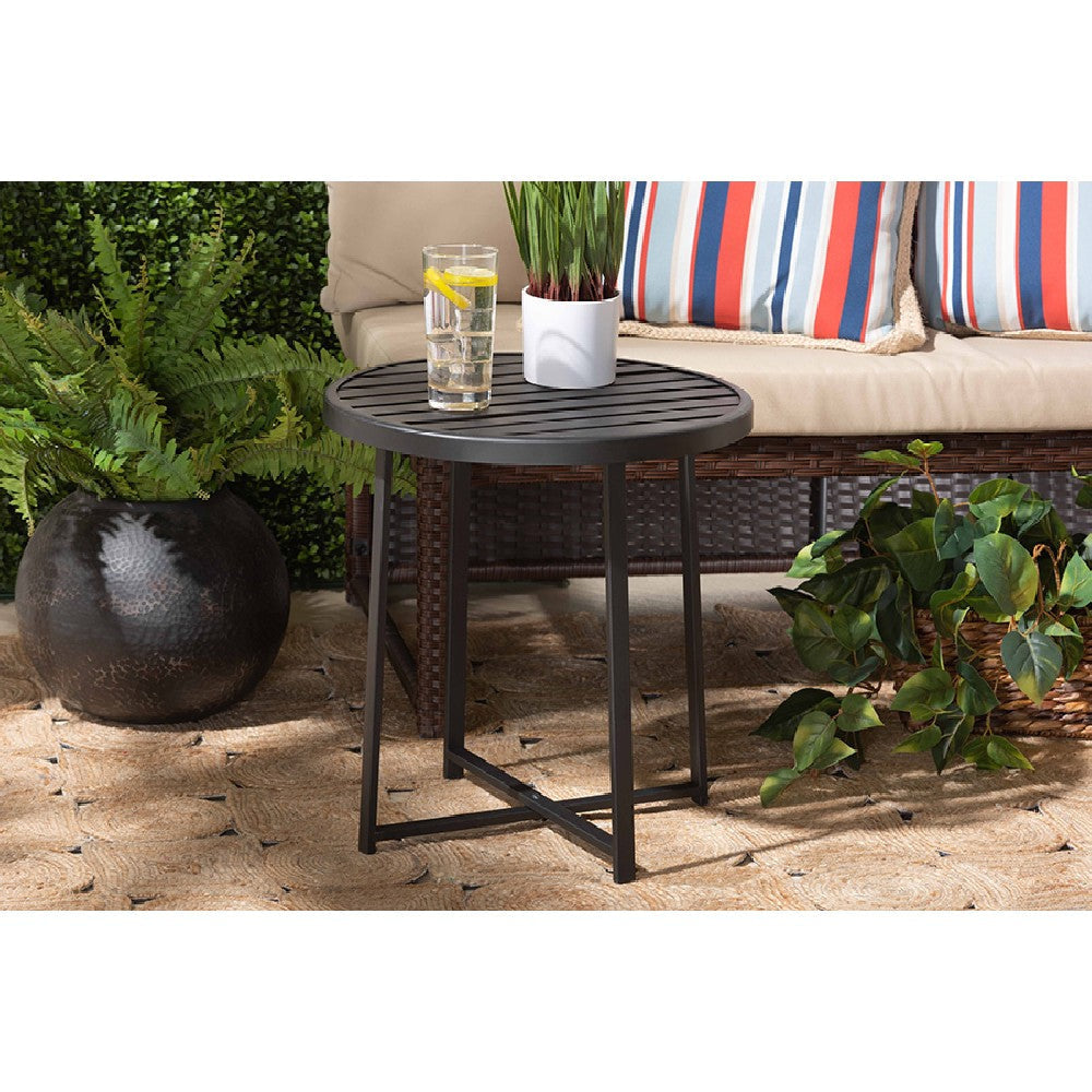 Baxton Studio Sadiya Modern Industrial Black Finished Metal Outdoor Side Table WHI-H01-99169-Metal-Small-Side-Table